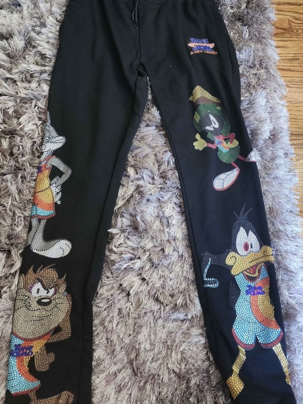 Warner Bros. Black Kids Joggers with Rhinestone Looney Tunes Characters